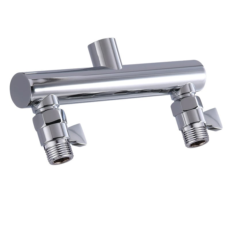 HAOXIN Double Outlet Shower Manifold with Shut Off Valve,Suitable for Dual Sprayer Showering System,Chrome,STC03 - Image 1